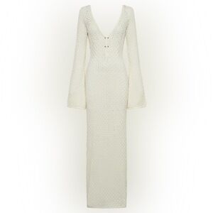 Meshki Cream Long Sleeve Knit Dress